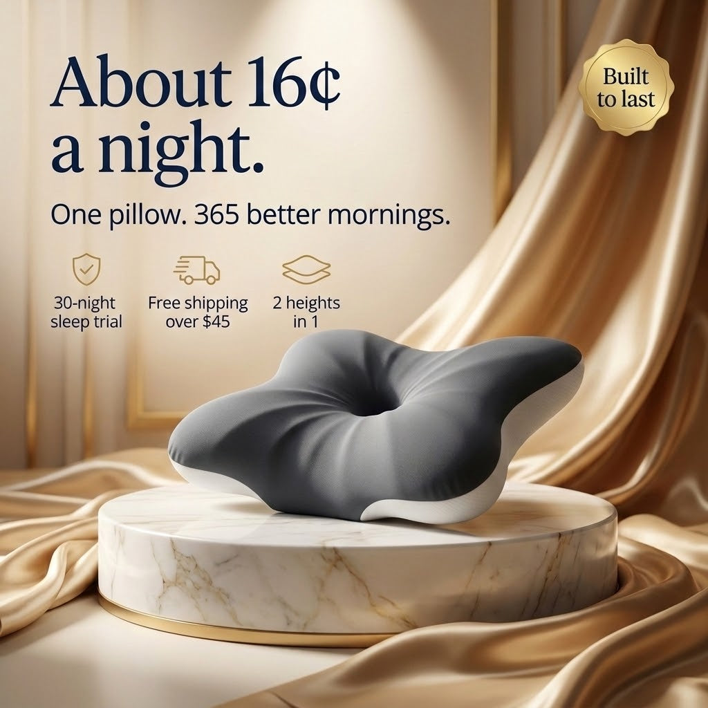 Ergonomic Cervical Contour Pillow – Adjustable Height Memory Foam