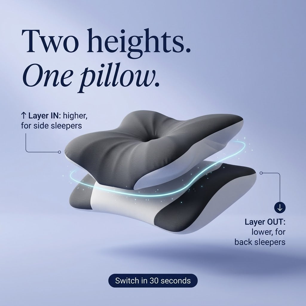 Ergonomic Cervical Contour Pillow – Adjustable Height Memory Foam