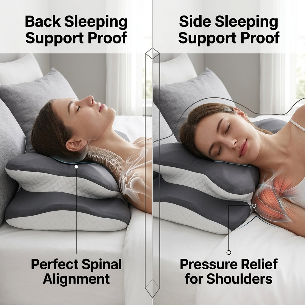 Ergonomic Cervical Contour Pillow – Adjustable Height Memory Foam